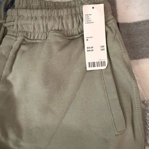 Olive green sweat shorts with gusset crotch from urban outfitters